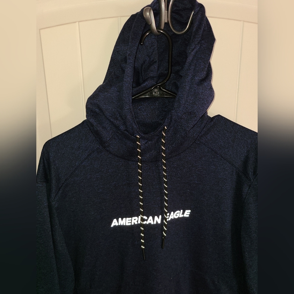 American Eagle Reflective Text/Drawstrings Pullov… - image 2